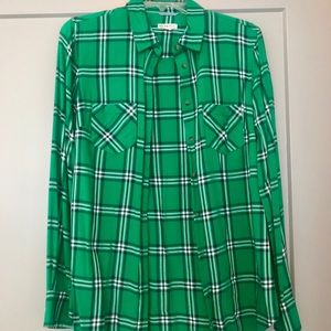 Green plaid button down